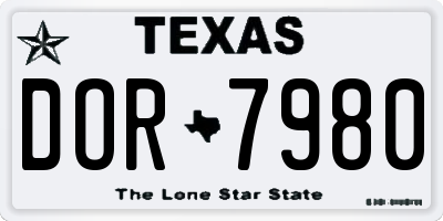 TX license plate DOR7980