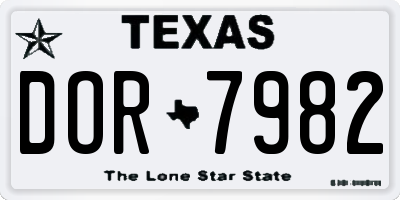 TX license plate DOR7982