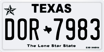 TX license plate DOR7983