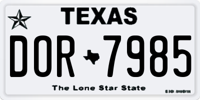 TX license plate DOR7985