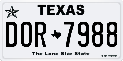 TX license plate DOR7988