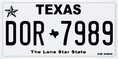 TX license plate DOR7989