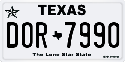 TX license plate DOR7990