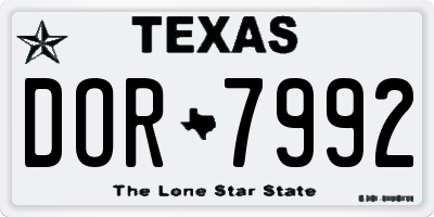 TX license plate DOR7992