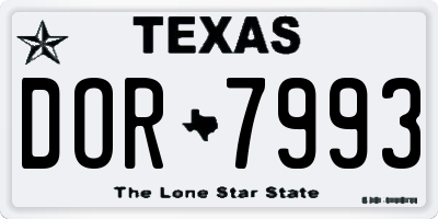 TX license plate DOR7993