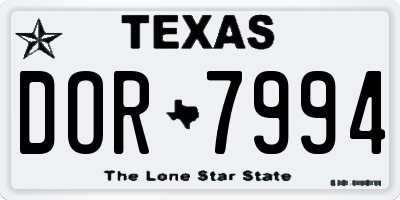 TX license plate DOR7994