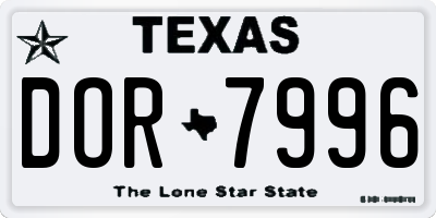 TX license plate DOR7996