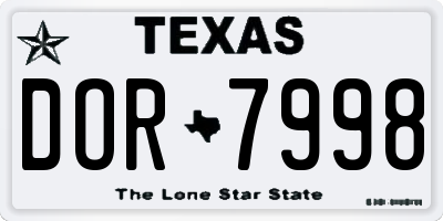 TX license plate DOR7998