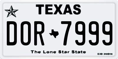 TX license plate DOR7999