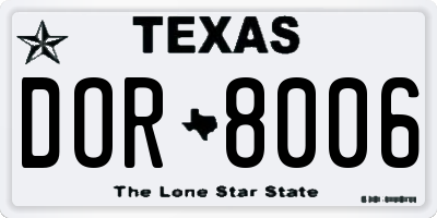 TX license plate DOR8006