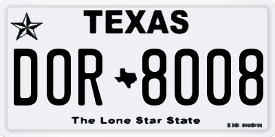 TX license plate DOR8008