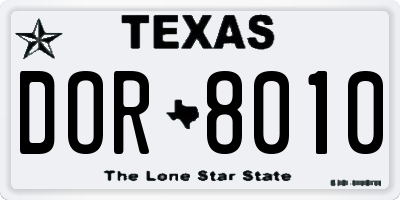 TX license plate DOR8010