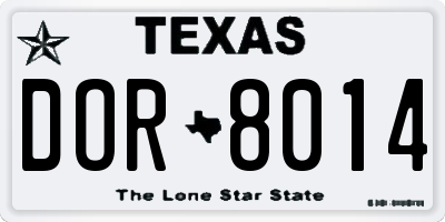 TX license plate DOR8014
