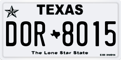 TX license plate DOR8015
