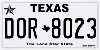 TX license plate DOR8023