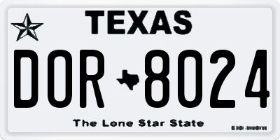 TX license plate DOR8024