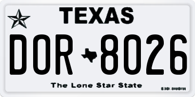 TX license plate DOR8026