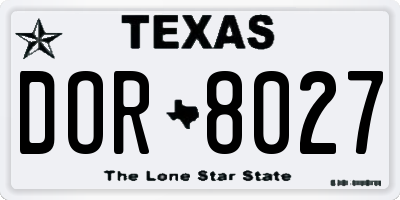 TX license plate DOR8027
