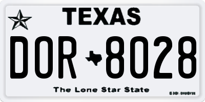 TX license plate DOR8028
