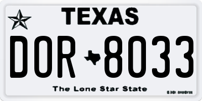 TX license plate DOR8033