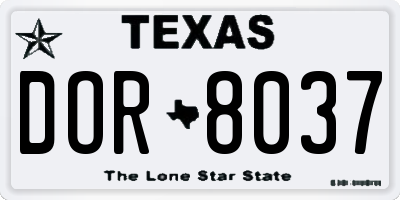TX license plate DOR8037