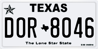 TX license plate DOR8046