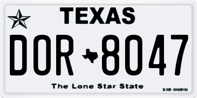 TX license plate DOR8047