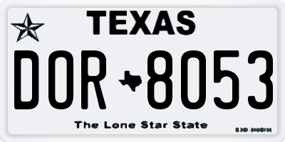 TX license plate DOR8053