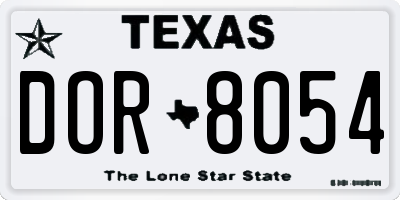 TX license plate DOR8054