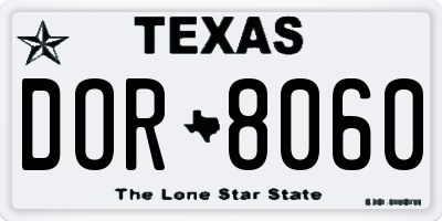 TX license plate DOR8060