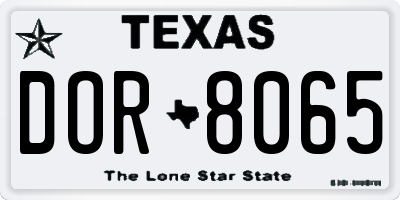 TX license plate DOR8065