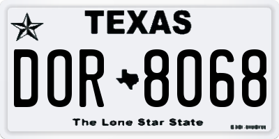 TX license plate DOR8068