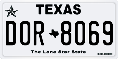 TX license plate DOR8069