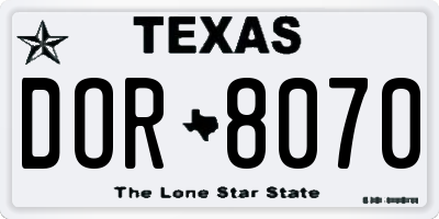 TX license plate DOR8070