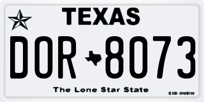 TX license plate DOR8073