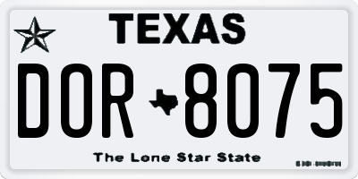 TX license plate DOR8075