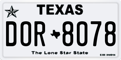 TX license plate DOR8078