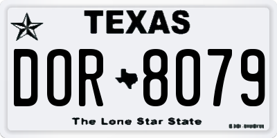 TX license plate DOR8079