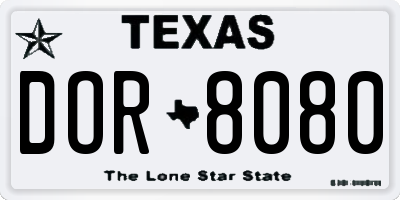 TX license plate DOR8080