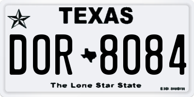 TX license plate DOR8084