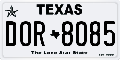 TX license plate DOR8085