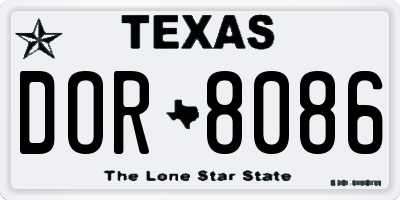 TX license plate DOR8086
