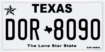 TX license plate DOR8090