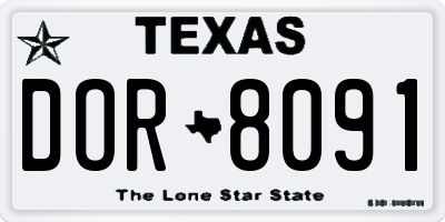 TX license plate DOR8091