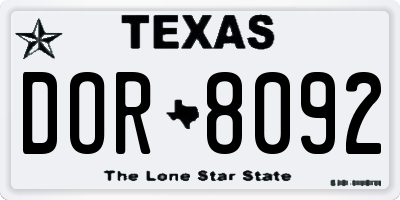 TX license plate DOR8092
