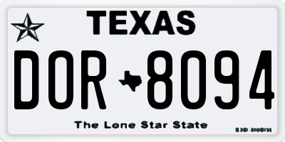 TX license plate DOR8094