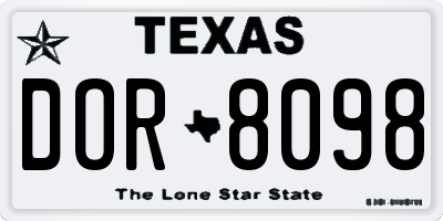 TX license plate DOR8098