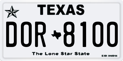 TX license plate DOR8100