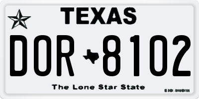 TX license plate DOR8102