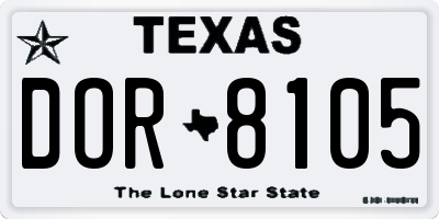 TX license plate DOR8105